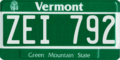 VT license plate ZEI792