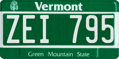 VT license plate ZEI795