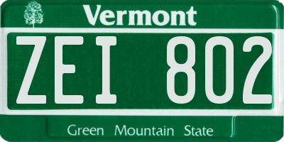 VT license plate ZEI802
