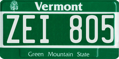 VT license plate ZEI805