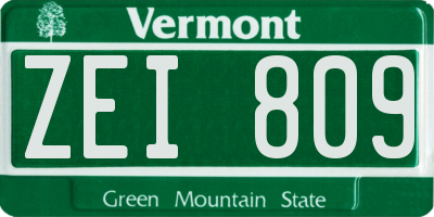 VT license plate ZEI809