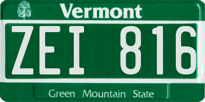 VT license plate ZEI816
