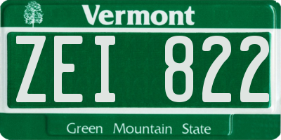 VT license plate ZEI822