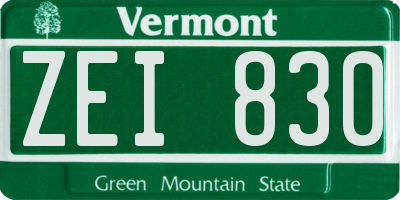 VT license plate ZEI830