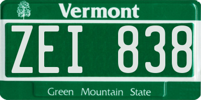 VT license plate ZEI838