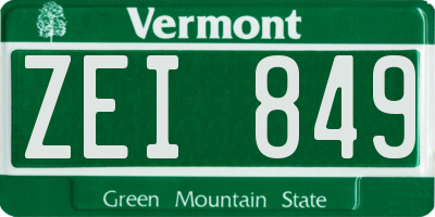VT license plate ZEI849