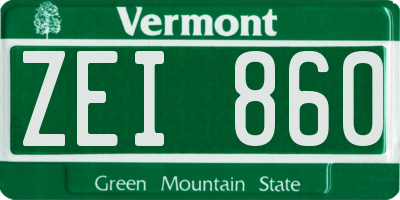 VT license plate ZEI860