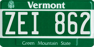 VT license plate ZEI862