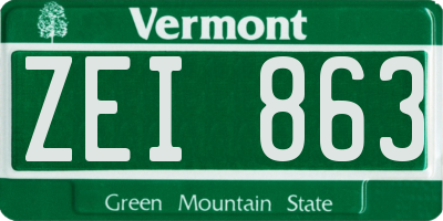 VT license plate ZEI863