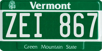 VT license plate ZEI867