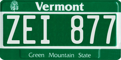 VT license plate ZEI877