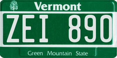 VT license plate ZEI890