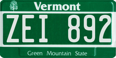 VT license plate ZEI892