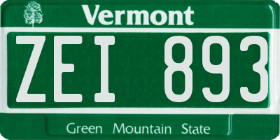 VT license plate ZEI893