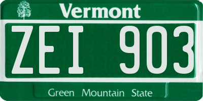 VT license plate ZEI903