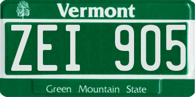 VT license plate ZEI905