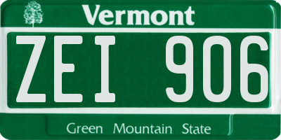 VT license plate ZEI906