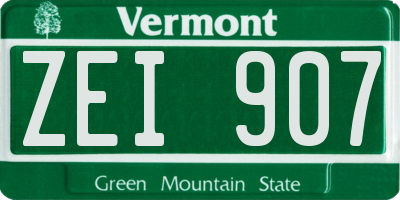 VT license plate ZEI907
