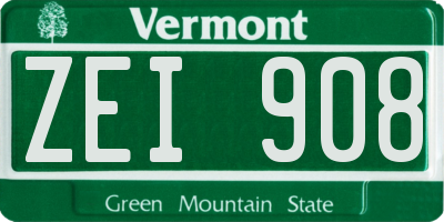 VT license plate ZEI908