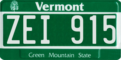 VT license plate ZEI915