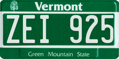 VT license plate ZEI925