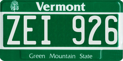 VT license plate ZEI926