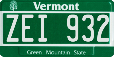 VT license plate ZEI932