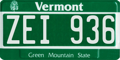 VT license plate ZEI936