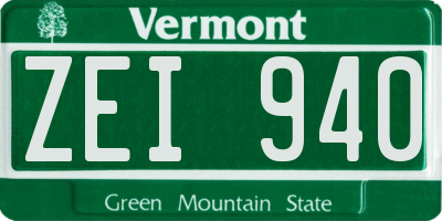 VT license plate ZEI940