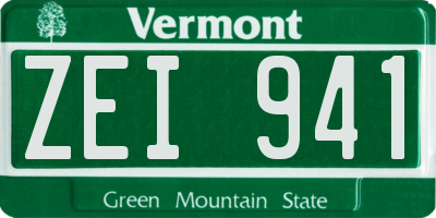 VT license plate ZEI941