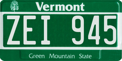 VT license plate ZEI945