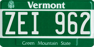 VT license plate ZEI962
