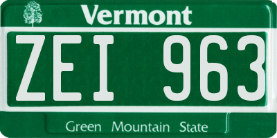 VT license plate ZEI963