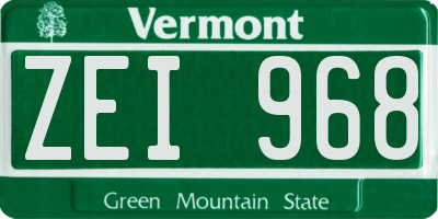 VT license plate ZEI968