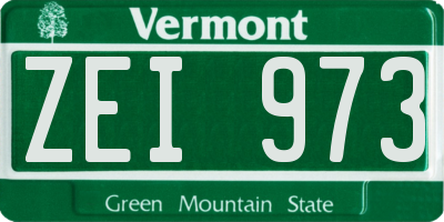 VT license plate ZEI973