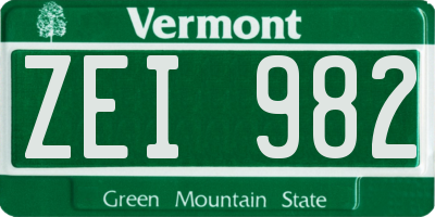 VT license plate ZEI982
