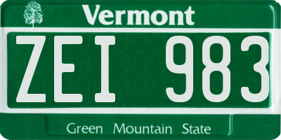 VT license plate ZEI983