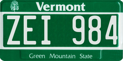 VT license plate ZEI984