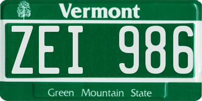 VT license plate ZEI986