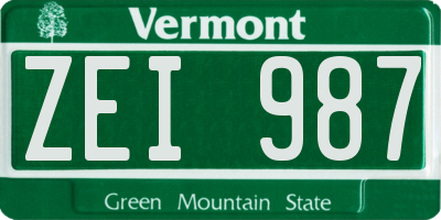 VT license plate ZEI987
