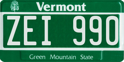 VT license plate ZEI990