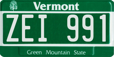 VT license plate ZEI991
