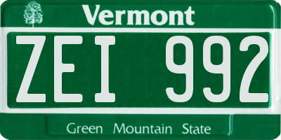 VT license plate ZEI992