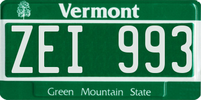 VT license plate ZEI993