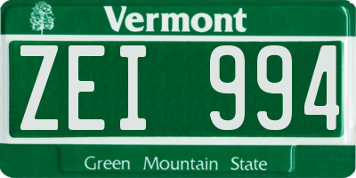 VT license plate ZEI994