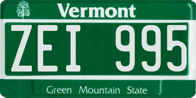 VT license plate ZEI995