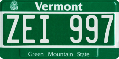 VT license plate ZEI997