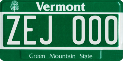 VT license plate ZEJ000