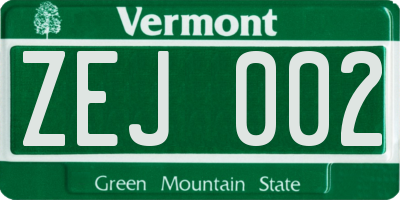 VT license plate ZEJ002
