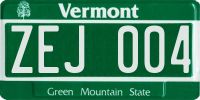 VT license plate ZEJ004